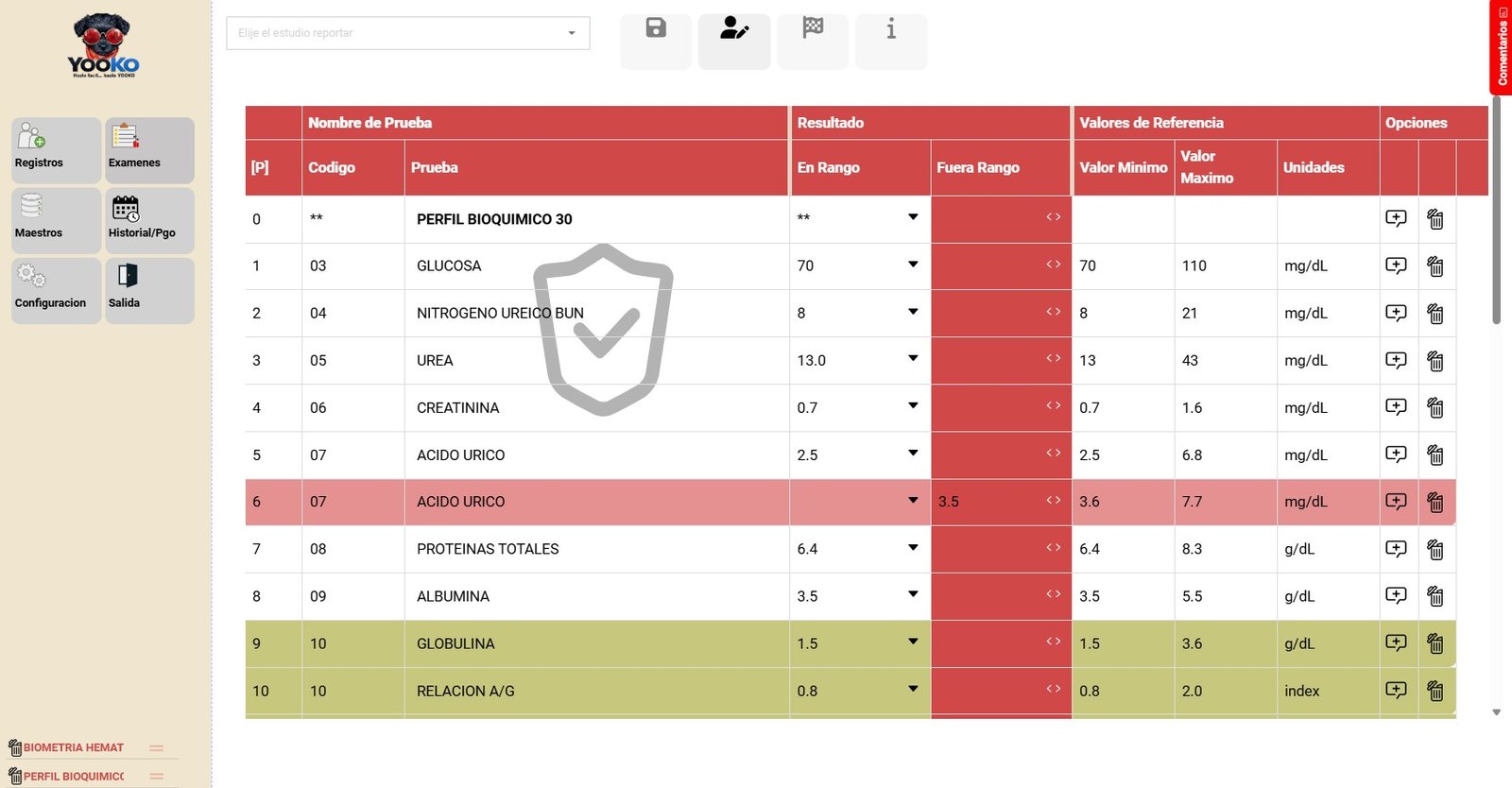 Registro de resultados en software de laboratorio clínico YooKo
